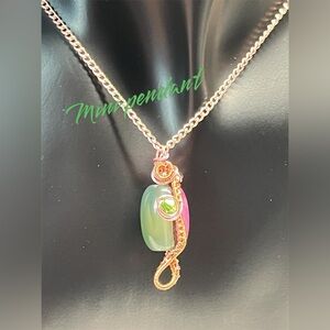 🎈💋tiny wrapped striped agate bead-artisan, Swarovski crystals